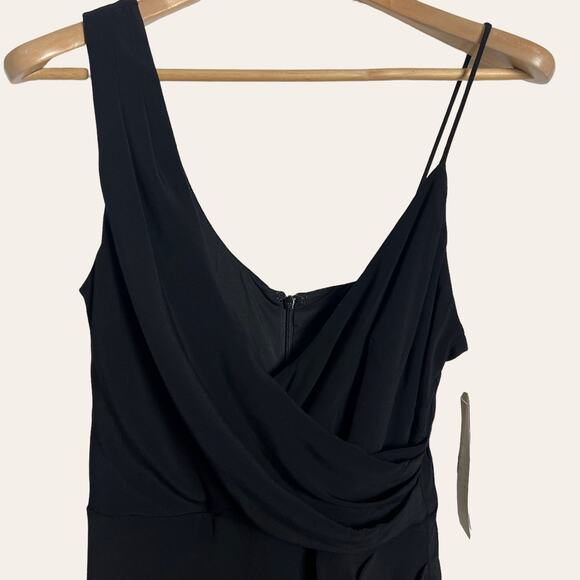 Nicole Miller Atelier New Black Surplice Draped Wrap Cocktail Dress Size 8 - Picture 4 of 8